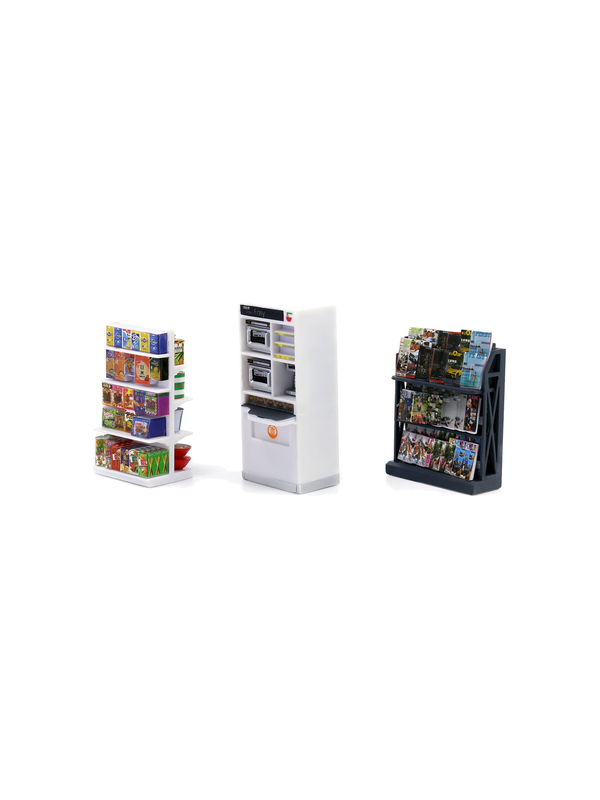 3D Mini Display Shelf and Magazine Rack with Microwave Cabinet Set